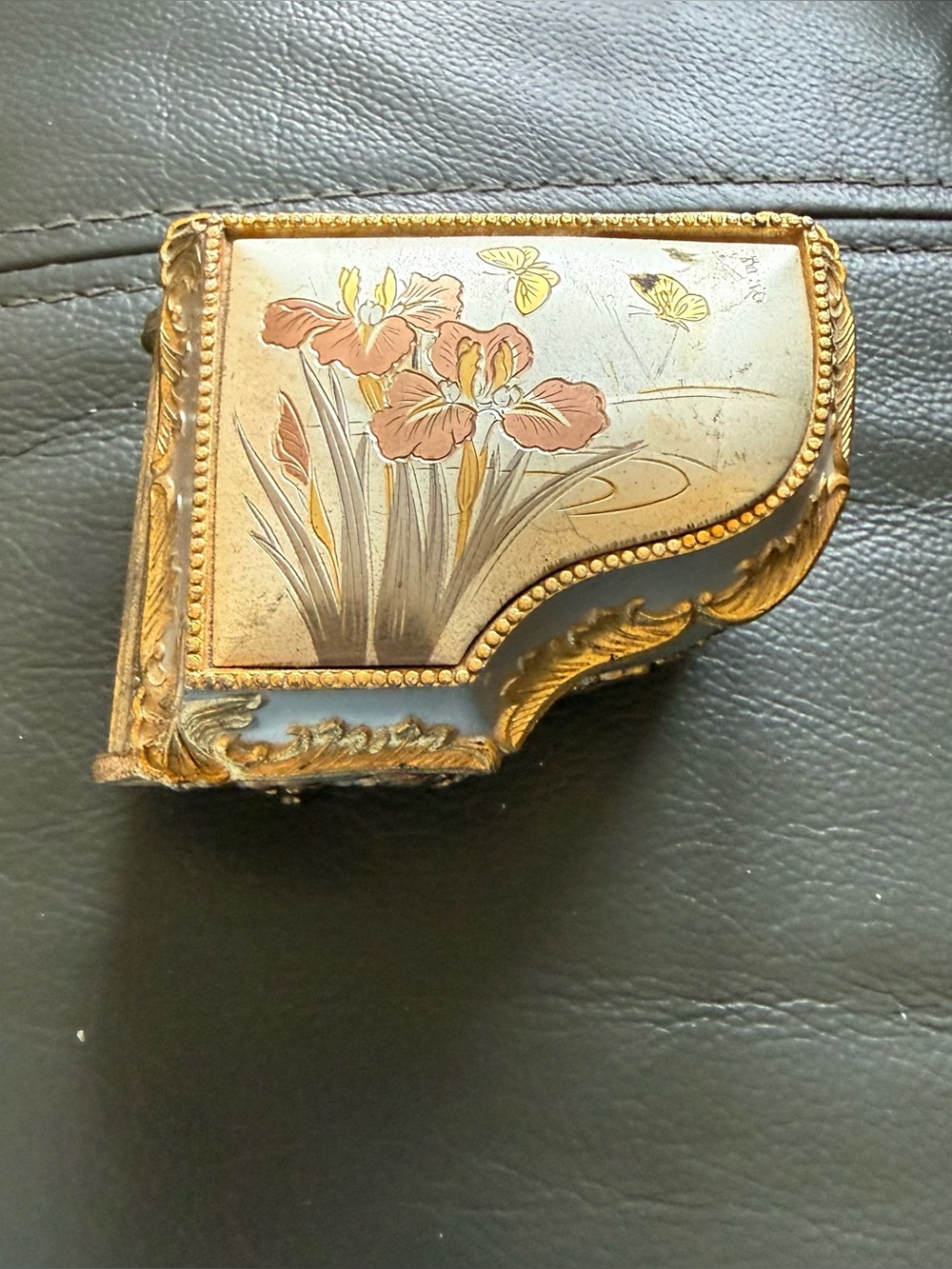 Ornate Gold Floral Trinket Box - Decorative Home Accent